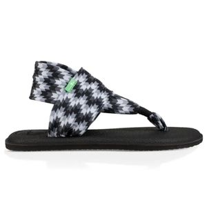 Sanuk Yoga Sling 2 Print Sandals Flip Flops Black Gray White